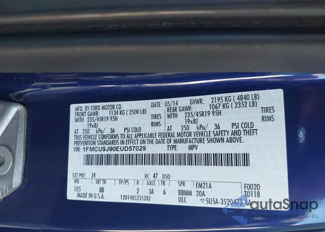 2014 Ford Escape Titanium from USA, damaged, VIN 1FMCU9J90EUD57029